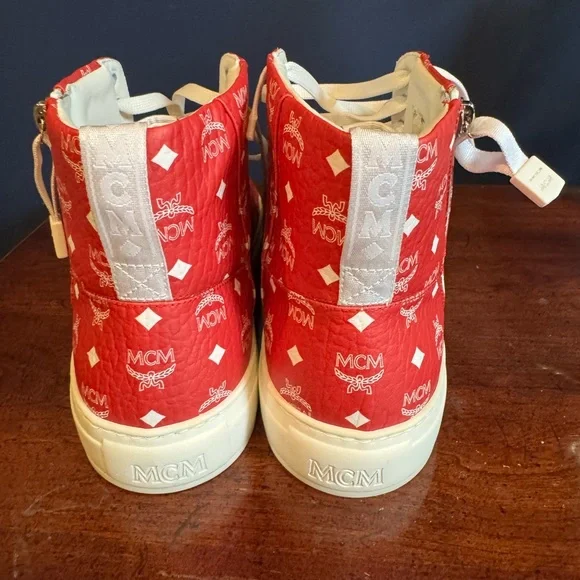 MCM Red and White Logo High-Tops